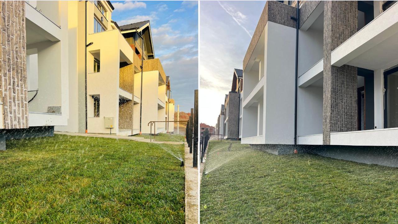 Rulouri de gazon și sistem automat de irigații într-un ansamblu nou?